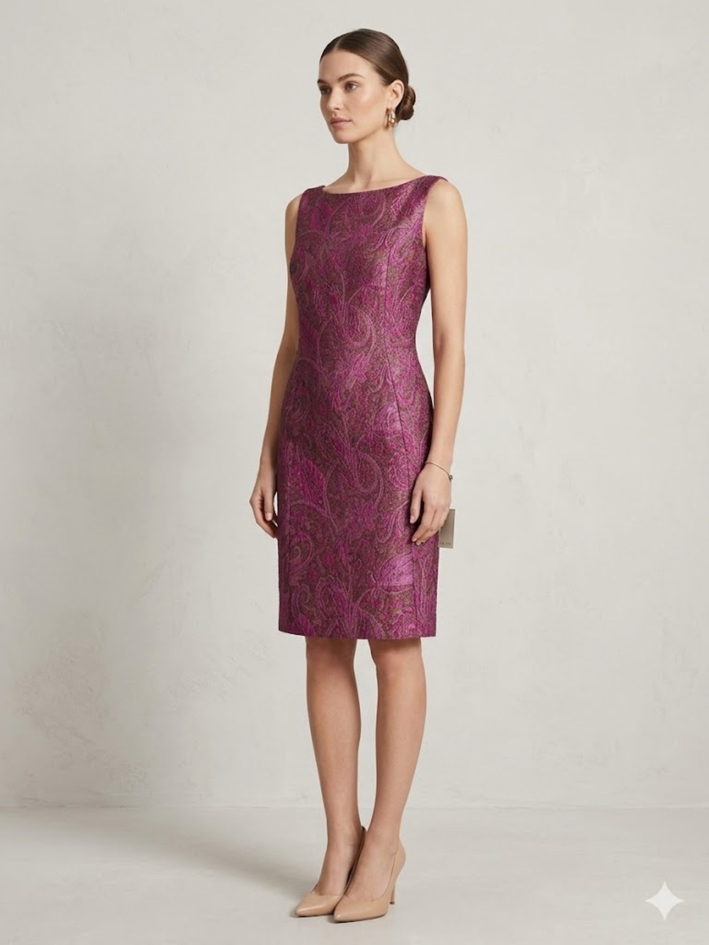 *RARE* Escada Couture Silk Jacquard Dress NWT VINTAGE Evening Pink Structured